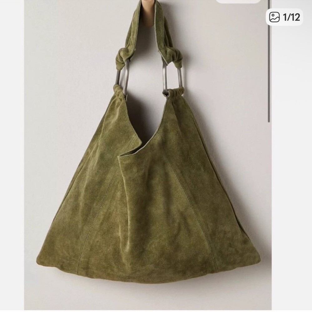 Free People Bobbi Slouch suede Purse / Light Sand